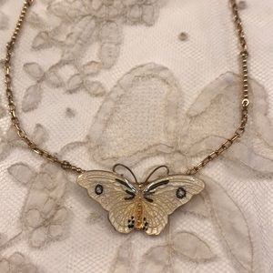 Vintage sterling silver enamel butterfly necklace